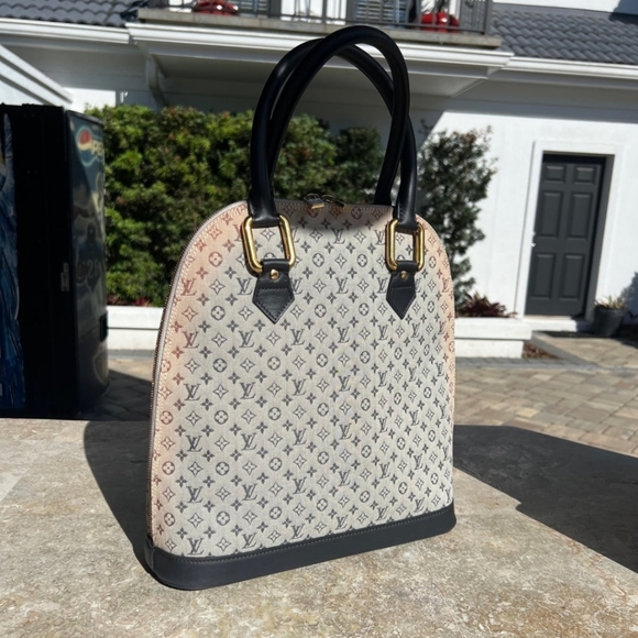 LOUIS VUITTON Blue Mini Lin Monogram Canvas Alma Haut Satchel Bag - Picture 1 of 10
